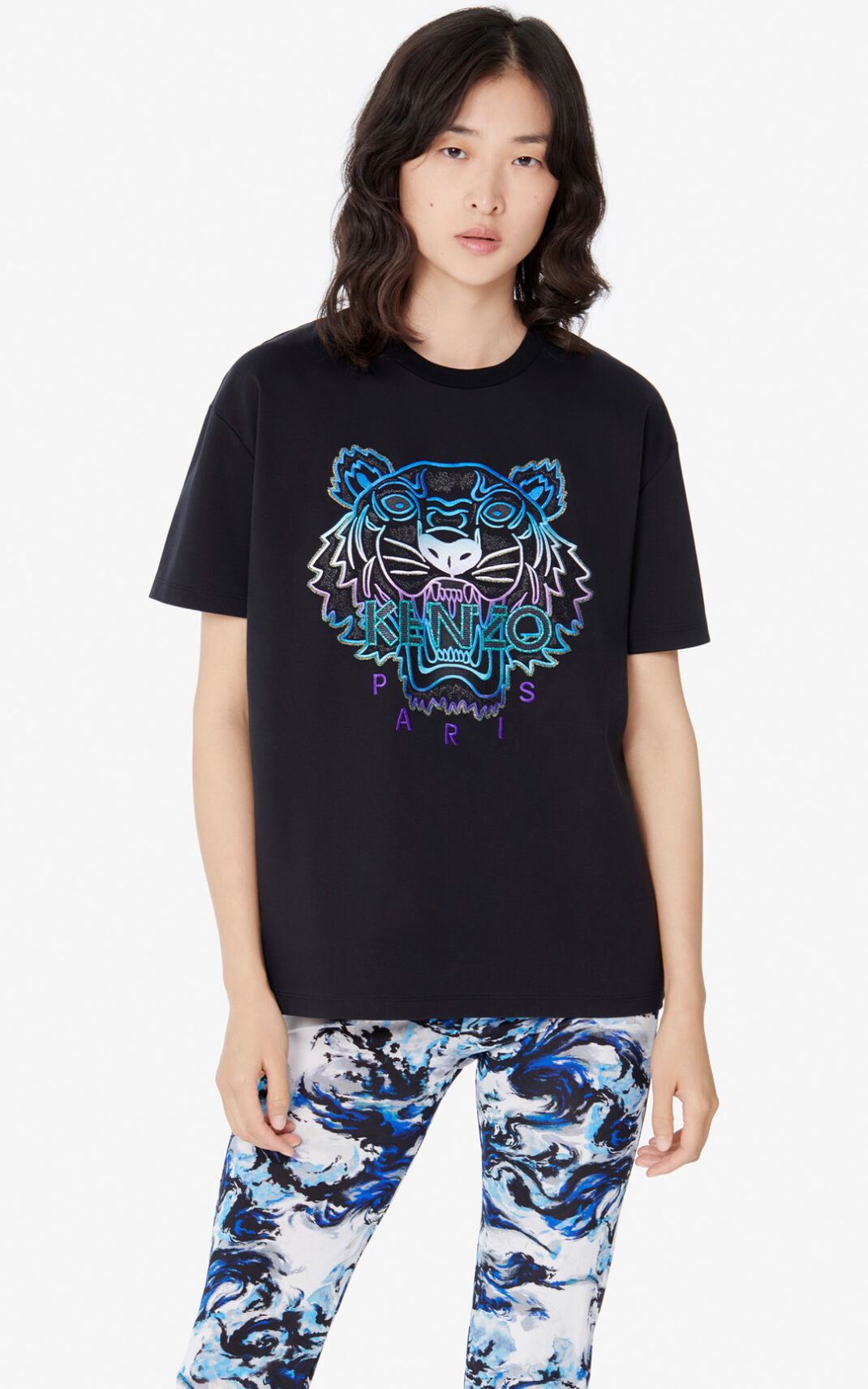 Camiseta Kenzo Tiger Feminino - Pretas | 718PMKDWQ